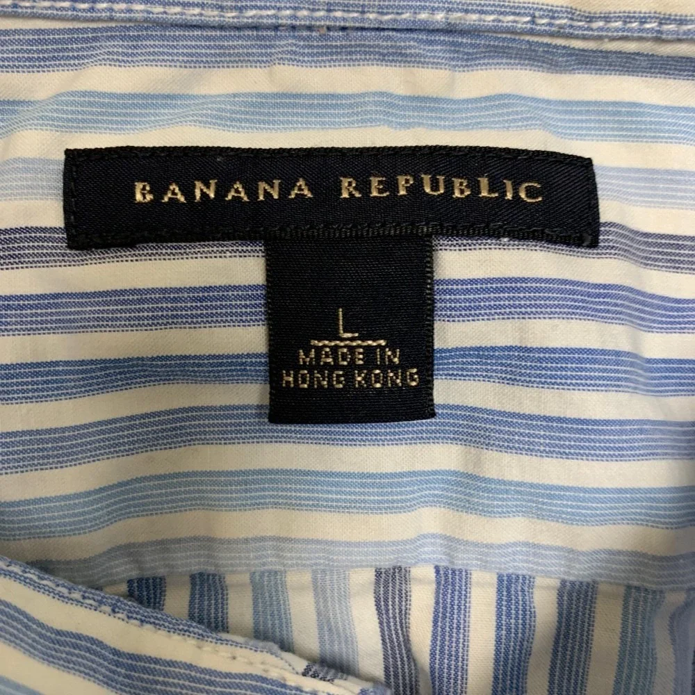 Banana Republic Shirt Mens Large Multicolor Striped Cotton Non Stretch Button Up